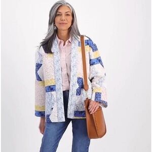 Style & Co. Blue and Yellow Patchwork Jacket